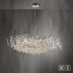 Paul Neuhaus Ricicle lysekrone, krom, lengde 120 cm| Lysekroner