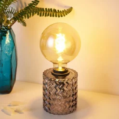 Pauleen Crystal Smoke bordlampe med glass-sokkel| Bordlamper