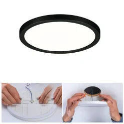 Paulmann Areo LED-panel rund svart 4000K Ø17,5 cm| Downlights