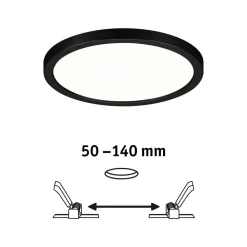 Paulmann Areo LED-panel rund svart 4000K Ø17,5 cm| Downlights
