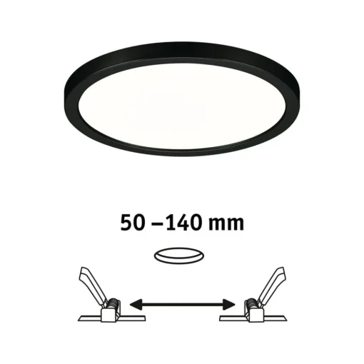 Paulmann Areo LED-panel rund svart 4000K Ø17,5 cm| Downlights