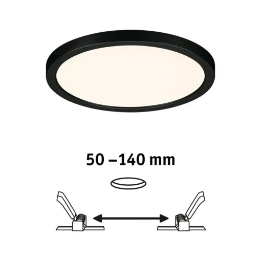 Paulmann Areo LED-panel rund svart 3000K Ø17,5 cm| Downlights