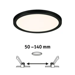 Paulmann Areo LED-panel rund svart 3000K Ø17,5 cm| Downlights