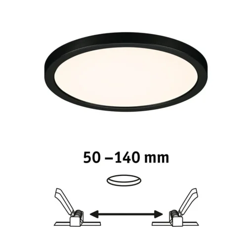 Paulmann Areo LED-panel rund svart 3000K Ø17,5 cm| Downlights