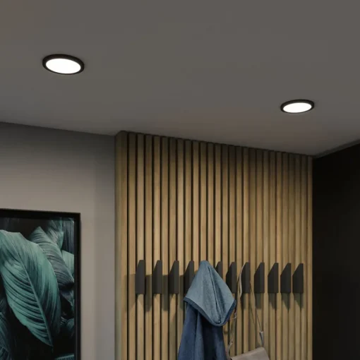 Paulmann Areo LED-panel rund svart 4000K Ø11,8cm Outlet