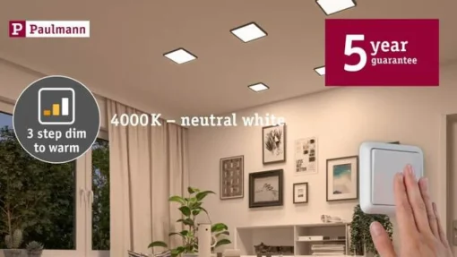 Paulmann Areo Panel dimtowarm rund svart Ø23cm| Kontorbelysning|Downlights