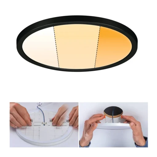 Paulmann Areo Panel dimtowarm rund svart Ø23cm| Kontorbelysning|Downlights