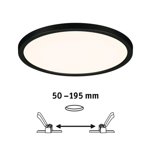 Paulmann Areo Panel dimtowarm rund svart Ø23cm| Kontorbelysning|Downlights