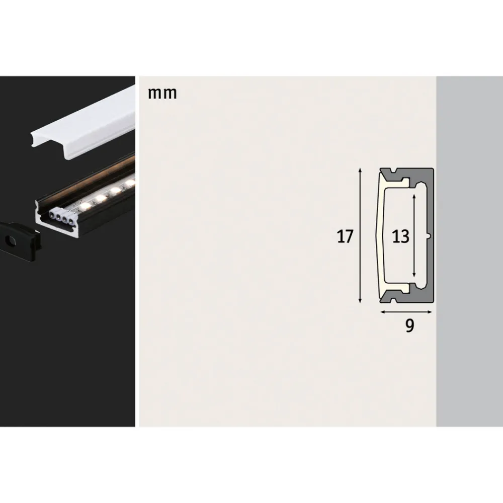Paulmann Base aluminiumprofil med spreder, 200 cm Outlet