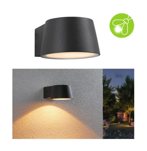 Paulmann Capea utendørs vegglampe i antrasitt aluminium| Kommersiell Utebelysning|Led-Utendørs