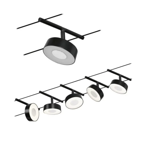 Paulmann Circle LED-vaiersystem 5 lysk. matt svart| Kontorbelysning