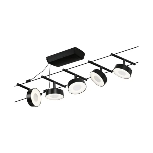 Paulmann Circle LED-vaiersystem 5 lysk. matt svart| Kontorbelysning