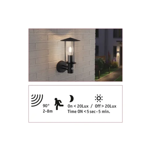 Paulmann Classic utendørs vegglampe med sensor| Utebelysning Med Sensor|Utebelysning Med Sensor