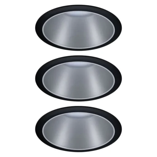 Paulmann Cole LED-spot, sølv-svart, 3-pakning| Led-Innendørs|Downlights