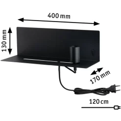 Paulmann Devara vegglampe med hylle, svart Discount