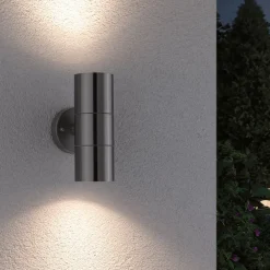 Paulmann Flame utendørs vegglampe 2 lyskilder stål Outlet