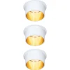 Paulmann Gil LED-innfelt hvit matt/gull 3-er sett