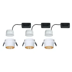 Paulmann Gil LED-innfelt hvit matt/gull 3-er sett