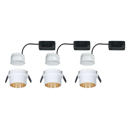 Paulmann Gil LED-innfelt hvit matt/gull 3-er sett