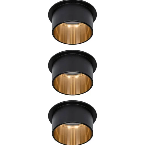 Paulmann Gil LED-innfelt svart matt/gull 3-er sett Sale