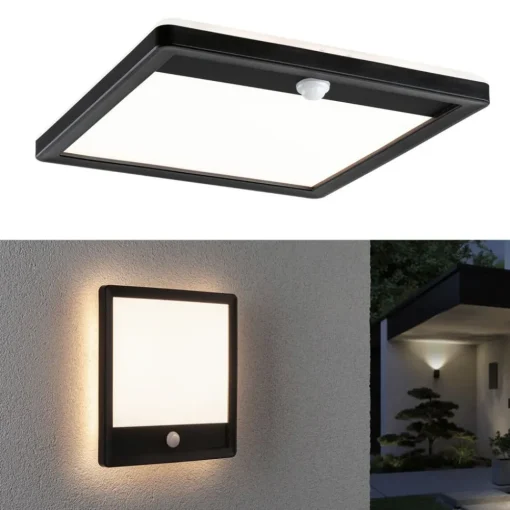 Paulmann Lamina vegglampe sensor 830 kantet svart| Kommersiell Utebelysning|Vegglamper Med Sensor