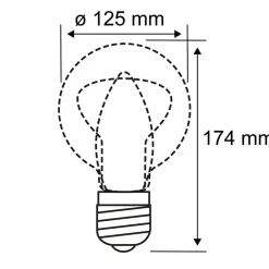 Paulmann LED E27 6,5W G125 ringspeil svart| E27 Pærer|Dimbar Led-Pære