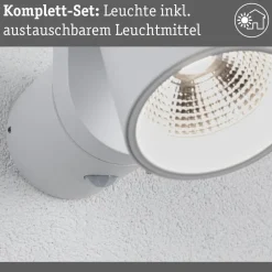 Paulmann LED utendørs LED-vegglampe Cuff, sensor, hvit| Vegglamper Med Sensor|Utebelysning Med Sensor