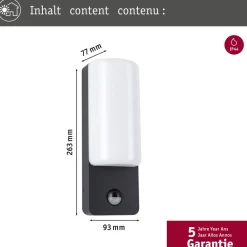 Paulmann LED utendørs vegglampe Bonnie, aluminium, antrasitt, sensor Discount