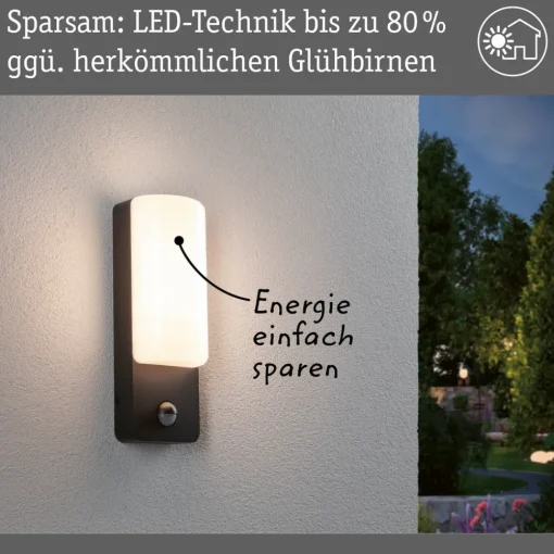 Paulmann LED utendørs vegglampe Bonnie, aluminium, antrasitt, sensor Discount