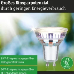 Paulmann LED-reflektor GU10 2,5 W, 3 000 K, 450 lm, 100° 3 enheter| Gu10 Pærer|Led-Pærer
