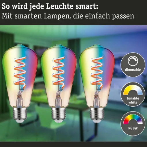Paulmann LED-Rustika ZigBee E27 6,3W RGBW gull 3er Outlet