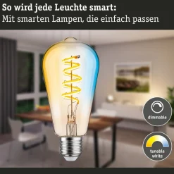 Paulmann LED-rustikk ZigBee E27 7,5W CCT dim gull| Dimbar Led-Pære|Dimbar Led-Pære