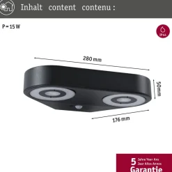 Paulmann LED-vegglampe Silma antrasitt 2 lyskilder IP44 New