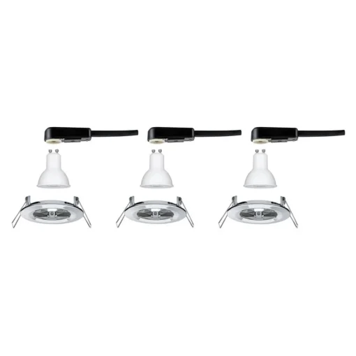 Paulmann 3p LED-spot Nova rund, IP44, dimbar, krom| Butikkbelysning|Kontorbelysning
