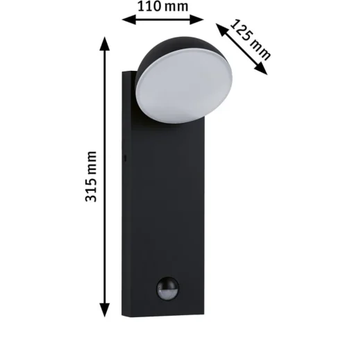 Paulmann Puka LED utendørs vegglampe med sensor| Vegglamper Med Sensor|Utebelysning Med Sensor