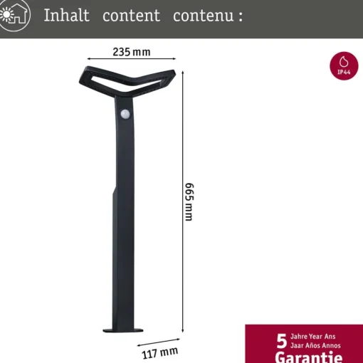 Paulmann Smart sensor veilampe Alara, CCT, antrasitt IP44| Smarthus Utebelysning|Utebelysning Med Sensor