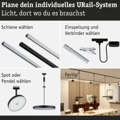 Paulmann URail Hildor LED-pendel 3 000 K svart
