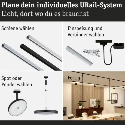 Paulmann URail Hildor LED-pendel 3 000 K svart