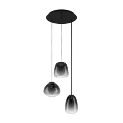 EGLO Pendellampe Aguilares, røykt glass, 3-lys rondel| Pendellamper