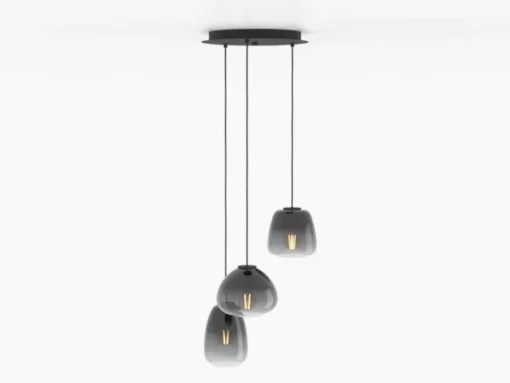 EGLO Pendellampe Aguilares, røykt glass, 3-lys rondel| Pendellamper