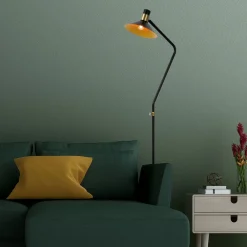 Lucide Pepijn gulvlampe i svart og gull, enkel lampe| Gulvlamper