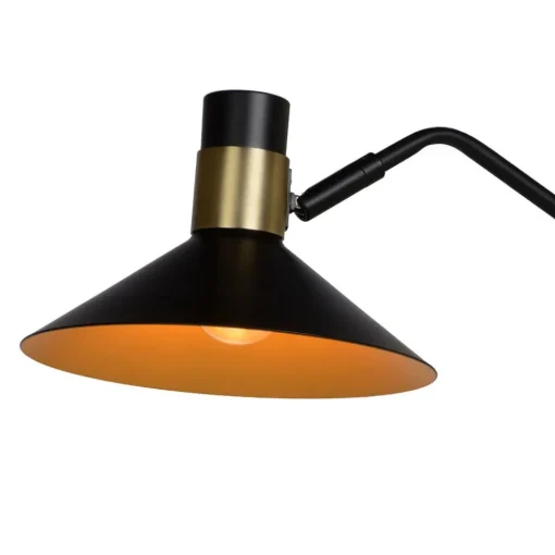 Lucide Pepijn gulvlampe i svart og gull, enkel lampe| Gulvlamper