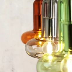 Eco-Light Perseus pendellampe, fargerik, lengde 65 cm, 3-lys, glass| Pendellamper