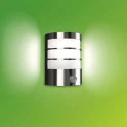 Philips Calgary utendørs vegglampe, stål, sensor| Vegglamper Med Sensor|Utebelysning Med Sensor