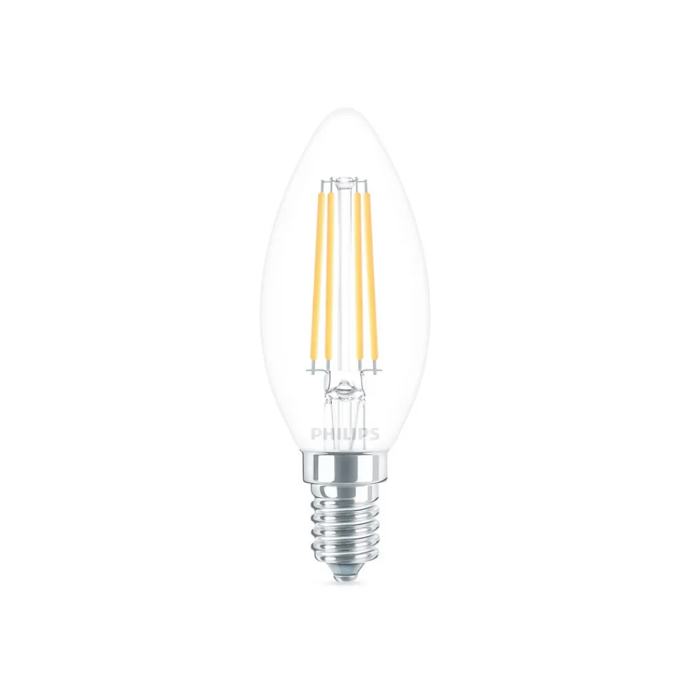 Philips Classic LED-pære E14 B35 6,5W klar 4 000K New