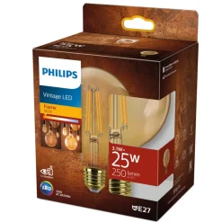 Philips E27 LED-pære globe G95 3,1W 1 800 K gull| Filament Pærer|Filament Pærer