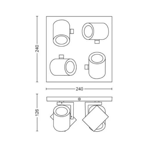 Philips Hue LED-downlight Argenta, hvit, 4 lyskilder RGB CCT Discount