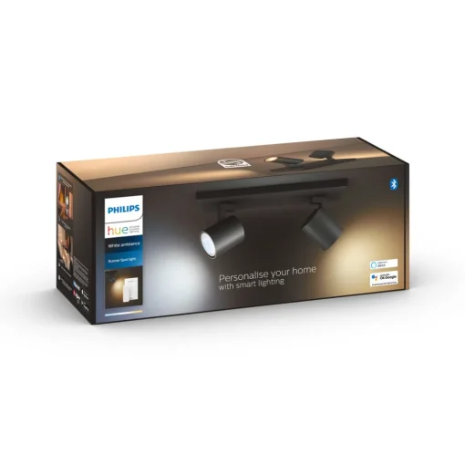 Philips Hue Runner LED-spot, 2 lyskilder, dimmerbryter, svart Hot