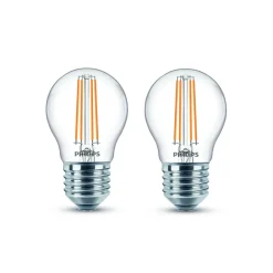 Philips LED-pære E27 P45 4,3W filament 2 700 K 2st