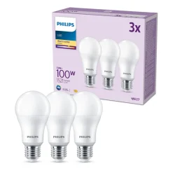 Philips LED-pære E27, 13W 1521lm 2 700 K matt 3stk| E27 Pærer|Led-Pærer